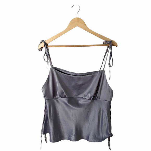 TOPSHOP Gray Silky Tie Camisole Top - Picture 9 of 15